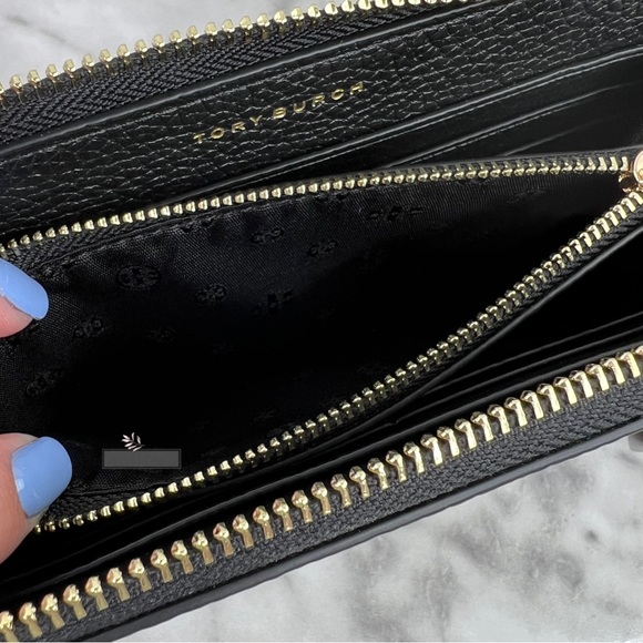 Tory Burch Large Thea Zip Continental Wallet & ID Holder Case In Black - Picture 8 of 12